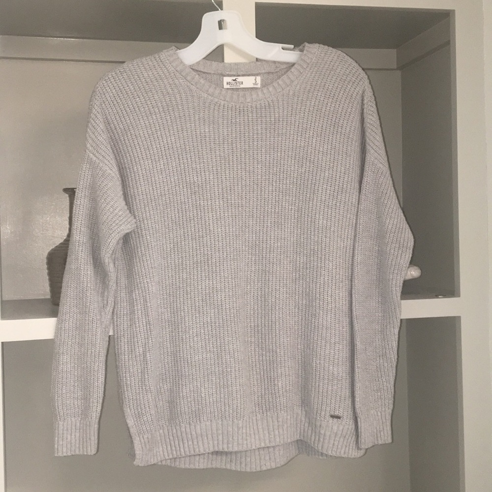 Hollister Grey Knit Crewneck Sweater